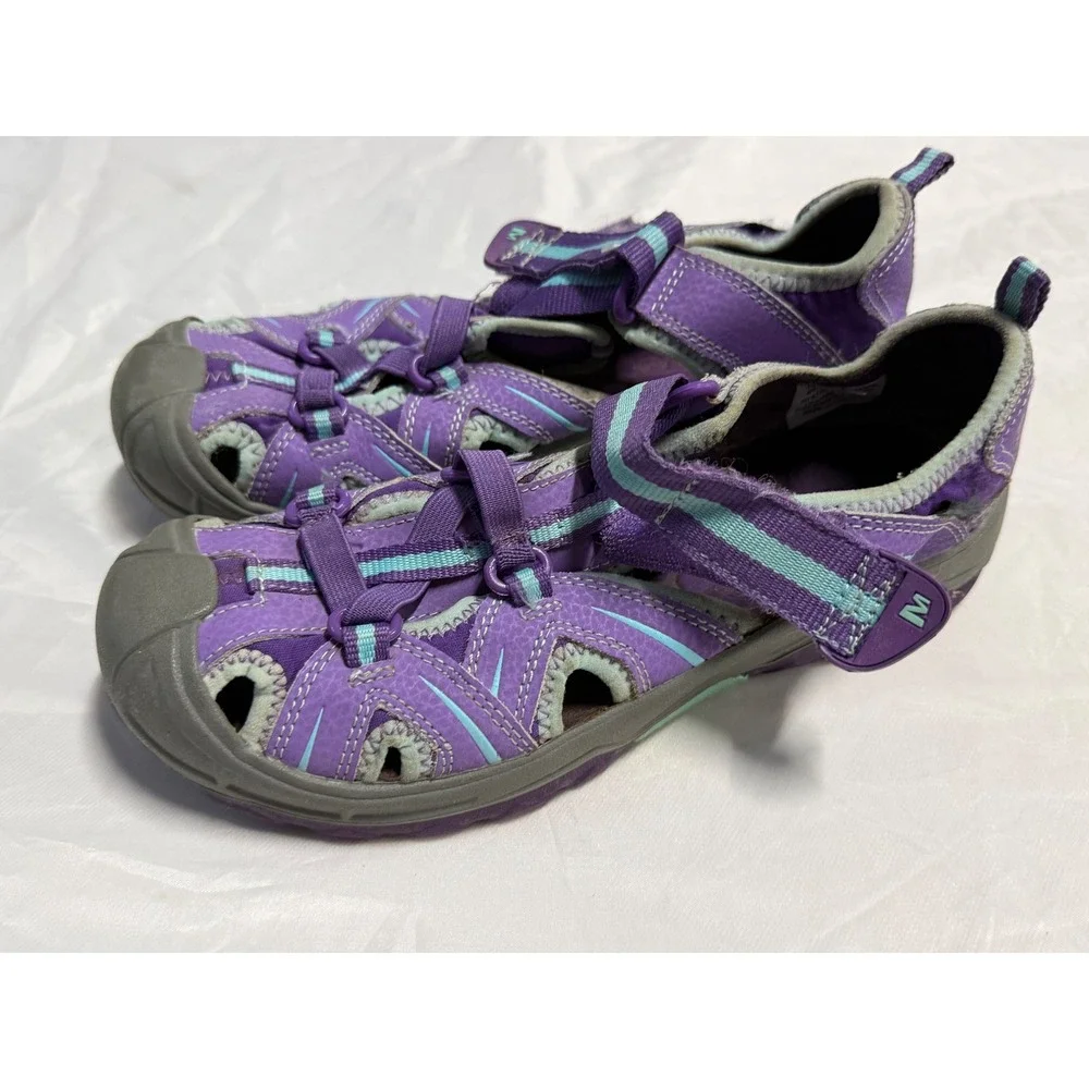 Merrell Hydro Hiker Sandal Purple Teal Leather Girls Kids Size 4M MY53377